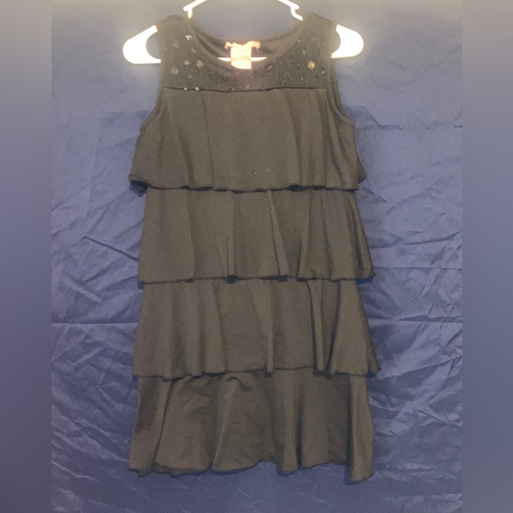 Girls size 14 black ruffle dress